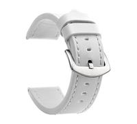 ZacLAy 18Mm 20Mm 22Mm 24Mm Cinturino Per Orologio Cinturino Sportivo Cinturino In Pelle Vintage Fibbia In Acciaio Inossidabile, Argento bianco, 18mm