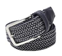 ZacLAy Cintura da Uomo Elasticizzata blu in vita Cintura in Pelle Intrecciata Elasticizzata in Tela Cintura Elastica in Metallo larga 1-3/8" per Uomo, Bianco blu scuro
