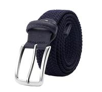 ZacLAy Cintura Elastica per Uomo e Donna Cintura in Tela Elasticizzata in Pelle Intrecciata 1-3/8" di Larghezza Marrone scuro Estendi 160cm, Blu scuro