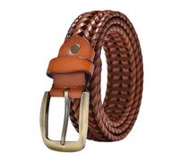 ZacLAy Cinture Intrecciate in vera Pelle da Uomo Cintura Vintage Intrecciata in Tessuto per Uomo Fibbia ad Ardiglione Dorata Casual per Cinturino Jeans, BZ001 Brown