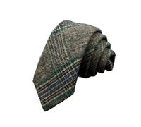 ZacLAy Cravatta Classica in lana a Righe Scozzesi Marroni Grigie, Colletto Stretto, Sottile Cravatta in Cashmere per Accessorio Casual da Festa da Uomo, Taglia unica