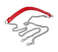 ZacLAy Tracolla di Ricambio per Borsa A Tracolla da 120Cm.Manico in Pelle Pu Nera, Catena d'Argento Rosso, Taglia Unica