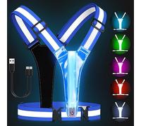 Zacro Gilet Riflettente Riflettente a LED - 5 Colori Regolabile Gilet Riflettente di Sicurezza a LED Ricaricabile Tramite USB, Gilet Riflettente a LED per Corsa, Ciclismo, Passeggiate, Moto