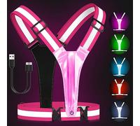 Zacro Gilet Riflettente Riflettente a LED - 5 Colori Regolabile Gilet Riflettente di Sicurezza a LED Ricaricabile Tramite USB, Gilet Riflettente a LED per Corsa, Ciclismo, Passeggiate, Moto