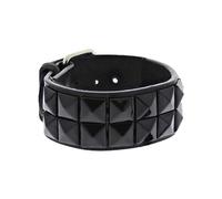 Zac's Alter Ego - Bracciale in poliuretano con borchie a piramide a 2 file, colore: Nero