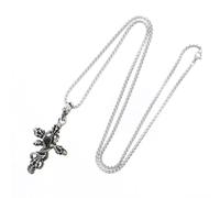 Zac's Alter Ego Collana a catena con teschi, serpente e croce con pietra di diamante nera, accessorio in metallo per uomini e donne