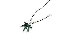 Zac's Alter Ego® Collana in corda di cera con ciondolo a forma di foglia di marijuana capovolta