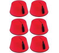 Zac's Alter Ego Set di 6 cappelli rossi da adulto, accessorio per travestimento, unisex, turco e marocchino, cappelli divertenti per cosplay, Rosso, Taglia unica
