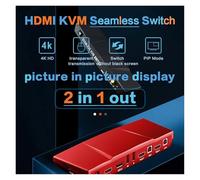 ZADCCS Commutatore video, Switch KVM USB 2.0 PiP Multiviewer 2x1 con telecomando, 4K30Hz, for condividere laptop e 1 monitor(Rot)