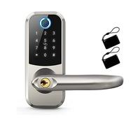 ZADCCS Serratura intelligente per porta, Serratura elettronica intelligente for impronte digitali Password Sblocca la tastiera Serrature Maniglia della porta di protezione sicurezza for casa(Silver)