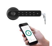 ZADCCS Serratura intelligente per porta, Tuya Fingerprint Smart Lock Maniglia for porta senza chiave elettronica a leva for impronte digitali Serrature Controllo APP for in legno(Black with Tuya APP)