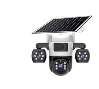 ZADCCS Telecamera IP, Wifi Security Cameras 3 Lens Screen 10X Zoom Solar Outdoor Camera Waterproof Night Vision CCTV Protection(3MP 5X Camera)