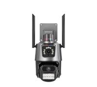 ZADCCS Telecamere di sicurezza, Telecamera IP 8MP 4K doppia lente PTZ a doppio schermo telecamera allarme di videosorveglianza sicurezza esterna impermeabile(4MP Camera NO Card)