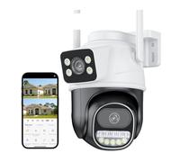 ZADCCS Telecamere di sicurezza, Telecamera IP 8MP 4K Outdoor Zoom 4X Dual Lens Doppio schermo PTZ Ai Auto Tracking CCTV Videocamera di sorveglianza(4MP Add 128G Card)