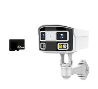 ZADCCS Telecamere di sicurezza, Telecamera IP a doppia lente da 8MP 180° 2K 4MP POE di sicurezza panoramica bullet rilevamento umano 4K Sorveglianza esterna NVR(4MP POE With 32G)