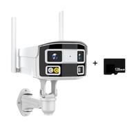 ZADCCS Telecamere di sicurezza, Telecamera IP a doppia lente da 8MP 180° 2K 4MP POE di sicurezza panoramica bullet rilevamento umano 4K Sorveglianza esterna NVR(8MP WIFI With 128G)