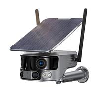 ZADCCS Telecamere di sicurezza, Telecamera solare wireless 4K 4G da 8MP Zoom a doppia lente con pannello Monitoraggio umanoide di sicurezza PTZ Supporto scheda SD 128 GB(Wifi Add 128GB Card)
