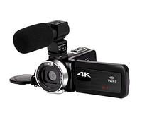 ZADCCS Videocamera, Videocamera 4K 48MP Vlogging touch screen con luce di riempimento integrata for fotocamera digitale registratore(32 G SD Card,AF1 Mic)