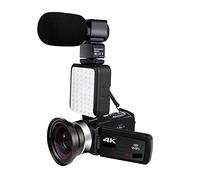 ZADCCS Videocamera, Videocamera 4K 48MP Vlogging touch screen con luce di riempimento integrata for fotocamera digitale registratore(128G SD Card,AF1 Mic Lens Light)
