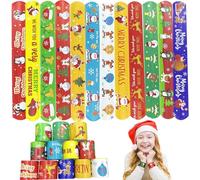 ZADEICK Bracciali Bambini 24/25/30/36 Pezzi Braccialetti Slap Gadget Compleanno a Scatto Regalini Fine Regalo Per Feste Dinosauri/Unicorno/Sirene/Natale/Nave Pirata