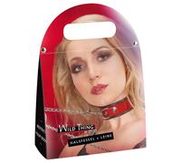 ZADO - Collare in Pelle con Guinzaglio (Rosso)