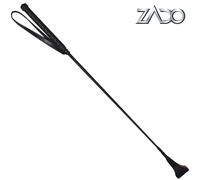 Zado Crop Frustino con Punta Piatta in Pelle Nero e Manico Avvolto con Cinturino