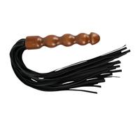 ZADO - frusta in pelle con manico dildo in legno (nero-marrone)