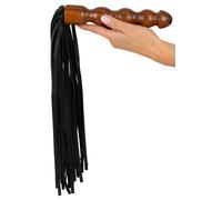 Fustigatore in Pelle con Manico Dildo in Legno di ZADO (Nero-Marrone)