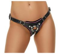 Slip in pelle ZADO con supporto per dildo a ventosa (nero) - Taglia S-L