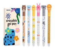 Zadoreck Penna cancellabile Set di 6 penne a sfera a inchiostro gel blu termosensibile per rimuovere l'inchiostro senza consumare il foglio punta da 0,5 mm, coniglio, koala, elefante, orso, leone,