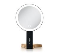 Zadro Specchio cosmetico illuminato a LED, 2 lati con ingrandimento 1x e 10x, specchio portatile ricaricabile con 3 impostazioni di colore dimmerabili, design portatile e vivavoce, 15,2 cm (nero/oro)