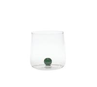 Zafferano Bicchiere in Vetro Borosilicato Fatto a Mano, Bilia Verde all'interno, Capacità 44 cl, Diametro 88 mm, 6 Pezzi