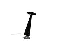 Zafferano Dama Pro Lampada LED Dimmerabile da tavolo in alluminio, USB laterale per ricarica dispositivi mobili, Base di ricarica a contatto, Protezione IP54 Interno/Esterno, H29cm, Plug EU, Nero