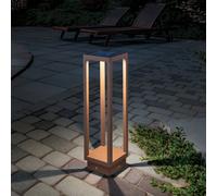 Zafferano, Lampada Home Solar, Lampada da Terra Senza Fili con Pannello Solare e Sensori di Movimento, Adatta per Esterni, Dimmer, 3000 K, Altezza 50 cm, Colore Corten