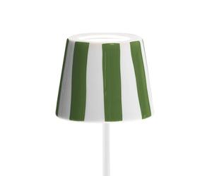 Zafferano Lampada a led da tavolo Poldina Lido a righe verdi ricaricabile e dimmerabile con batteria fino a 12 ore. Per uso esterno IP65