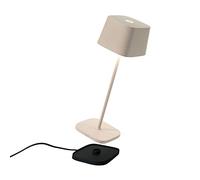 Zafferano, Lampada Ofelia, Lampada da Tavolo Ricaricabile e Senza Fili con Controllo Touch, Utilizzabile anche come Lampada da Esterni, Dimmer, 2700-3000 K, Altezza 29 cm, Colore Sabbia