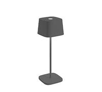 Zafferano, Lampada Ofelia, Lampada da Tavolo Ricaricabile e Senza Fili con Controllo Touch, Utilizzabile anche come Lampada da Esterni, Dimmer, 2700-3000 K, Altezza 29 cm, Colore Grigio Scuro