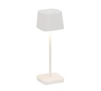 Zafferano, Lampada Ofelia Micro, Lampada da Tavolo Ricaricabile e Senza Fili con Controllo Touch, Adatta per Salotto ed Esterni, Dimmer, 2200-3000 K, Altezza 20 cm, Colore Bianco