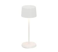 Zafferano, Lampada Olivia Micro, Lampada da Tavolo Ricaricabile e Senza Fili con Controllo Touch, Adatta per Salotto ed Esterni, Dimmer, 2200-3000 K, Altezza 20 cm, Colore Bianco
