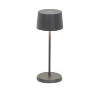 Zafferano, Lampada Olivia Micro, Lampada da Tavolo Ricaricabile e Senza Fili con Controllo Touch, Adatta per Salotto ed Esterni, Dimmer, 2200-3000 K, Altezza 20 cm, Colore Grigio Scuro