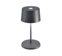 Zafferano, Lampada Olivia Mini, Lampada da Tavolo Portatile e Ricaricabile con Controllo Touch, Adatta per Salotto ed Esterni, Dimmer, 2200-3000 K, Altezza 22 cm, Colore Grigio Scuro
