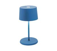 Zafferano Lampada Olivia Mini Lampada da Tavolo Portatile e Ricaricabile con Controllo Touch, Adatta per Salotto ed Esterni, Dimmer, 2700-3000 K, Altezza 22 cm, Colore Blu Capri