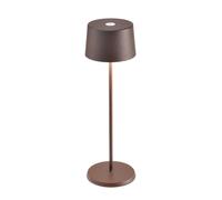Zafferano, Lampada Olivia Pro, Lampada da Tavolo Ricaricabile e Senza Fili con Controllo Touch, Adatta per Salotto ed Esterni, Dimmer, 2200-3000 K, Altezza 35 cm, Colore Corten
