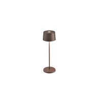 Zafferano Lampada Olivia Pro, Lampada da Tavolo Ricaricabile e Senza Fili con Controllo Touch, Adatta per Salotto ed Esterni, Dimmer, 2700-3000 K, Altezza 35 cm, Colore Corten
