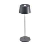Zafferano Lampada Olivia Pro, Lampada da Tavolo Ricaricabile e Senza Fili con Controllo Touch, Adatta per Salotto ed Esterni, Dimmer, 2700-3000 K, Altezza 35 cm, Colore Grigio Scuro