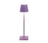 Zafferano, Lampada Poldina Micro, Lampada da Tavolo Ricaricabile e Senza Fili con Controllo Touch, Adatta per Salotto ed Esterni, Dimmer, 2200-3000 K, Altezza 27,5 cm, Colore Lilla
