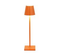 Zafferano, Lampada Poldina Micro, Lampada da Tavolo Ricaricabile e Senza Fili con Controllo Touch, Adatta per Salotto ed Esterni, Dimmer, 2200-3000 K, Altezza 27,5 cm, Colore Arancio