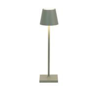 Zafferano, Lampada Poldina Micro, Lampada da Tavolo Ricaricabile e Senza Fili con Controllo Touch, Adatta per Salotto ed Esterni, Dimmer, 2200-3000 K, Altezza 27,5 cm, Colore Salvia