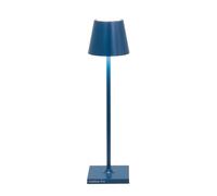 Zafferano, Lampada Poldina Micro, Lampada da Tavolo Ricaricabile e Senza Fili con Controllo Touch, Adatta per Salotto ed Esterni, Dimmer, 2200-3000 K, Altezza 27,5 cm, Colore Blu Capri