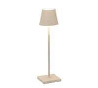 Zafferano, Lampada Poldina Micro, Lampada da Tavolo Ricaricabile e Senza Fili con Controllo Touch, Adatta per Salotto ed Esterni, Dimmer, 2200-3000 K, Altezza 27,5 cm, Colore Sabbia